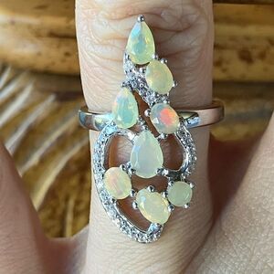 Natural Ethiopian Opal Sterling Silver Ring Size 6
